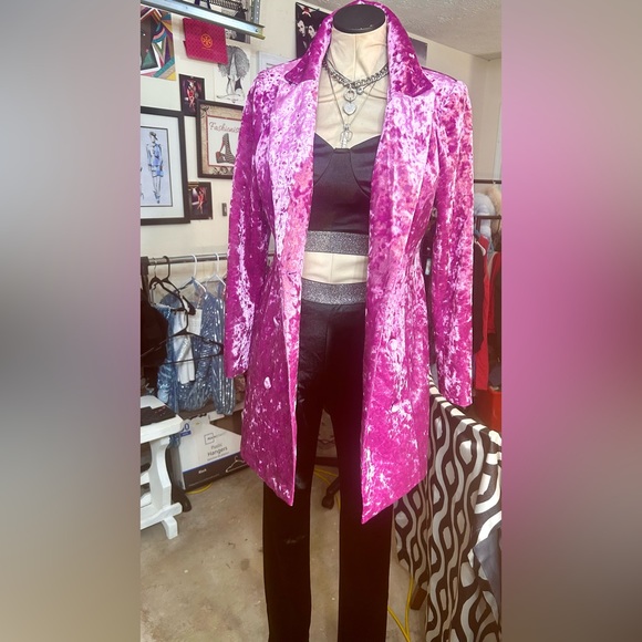 ADELYN RAE: Faux Crushed Velvet Purple Rain Suit Jacket:EC/NWOT - Picture 5 of 7